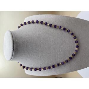 Genuine Amethyst and Gold Bead Necklace